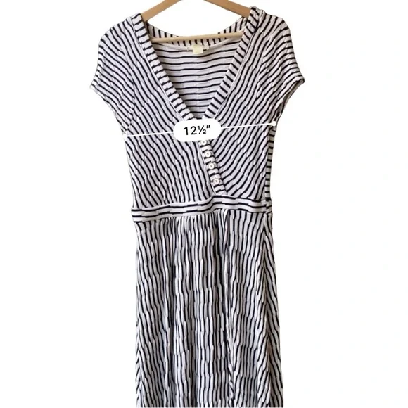 Anthropologie Paladino Maeve blue/ black and white midi stripped dress size S - Picture 10 of 13